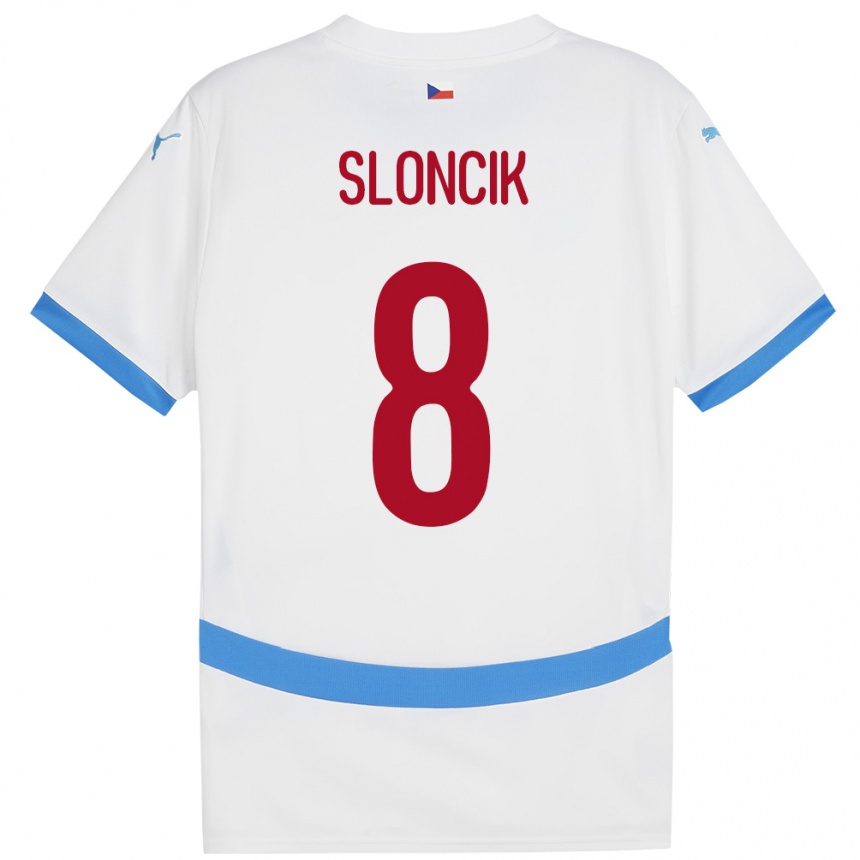 ילדים כדורגל צ'כיה Simon Sloncik #8 לבן הרחק ג'רזי 24-26