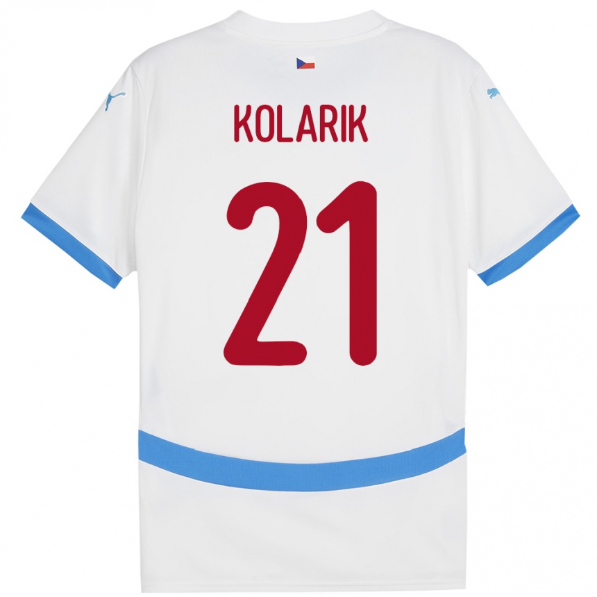 ילדים כדורגל צ'כיה Josef Kolarik #21 לבן הרחק ג'רזי 24-26