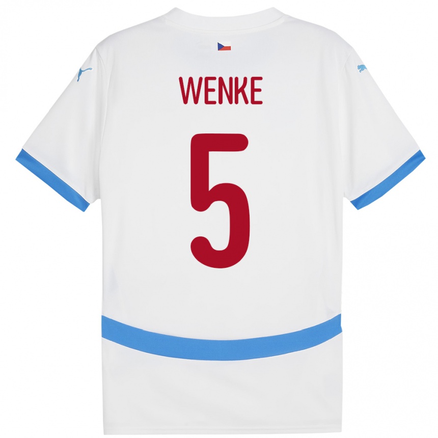 ילדים כדורגל צ'כיה Eduard Wenke #5 לבן הרחק ג'רזי 24-26