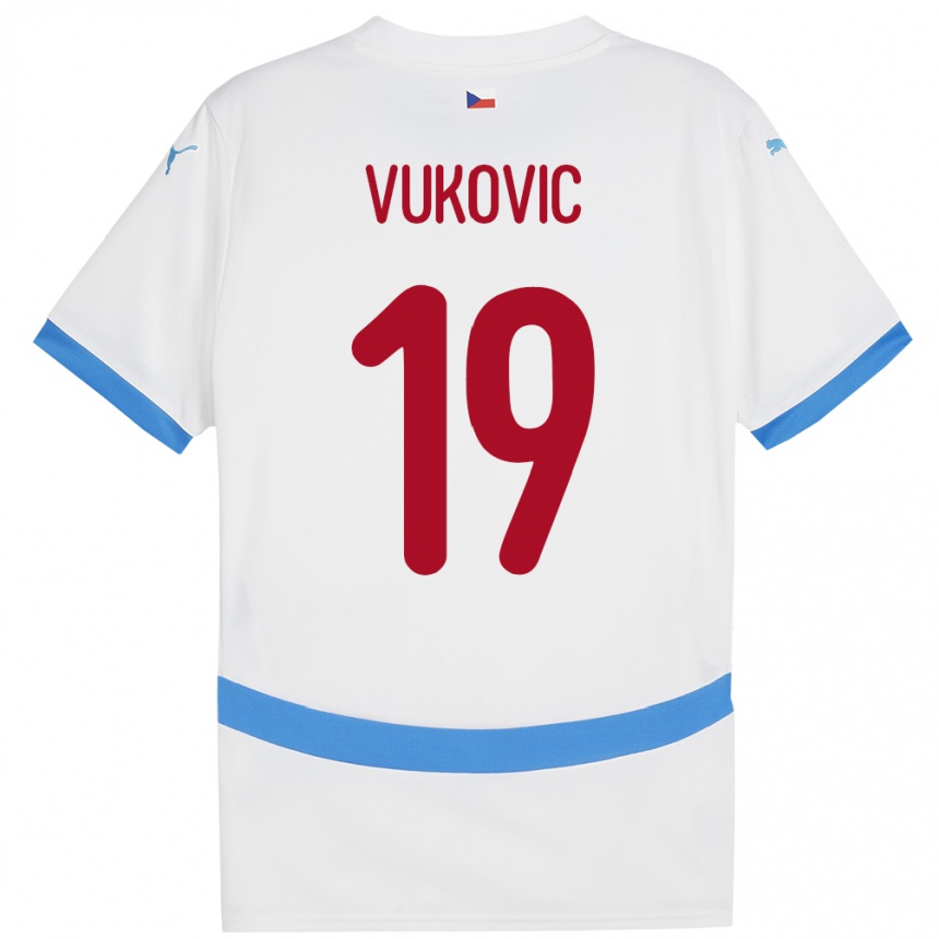 ילדים כדורגל צ'כיה Kristian Vukovic #19 לבן הרחק ג'רזי 24-26
