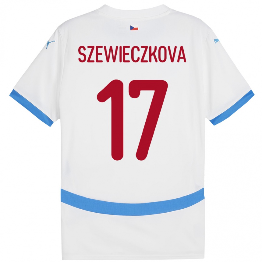 ילדים כדורגל צ'כיה Tereza Szewieczková #17 לבן הרחק ג'רזי 24-26