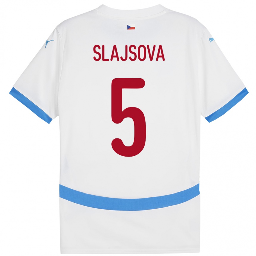 ילדים כדורגל צ'כיה Gabriela Šlajsová #5 לבן הרחק ג'רזי 24-26