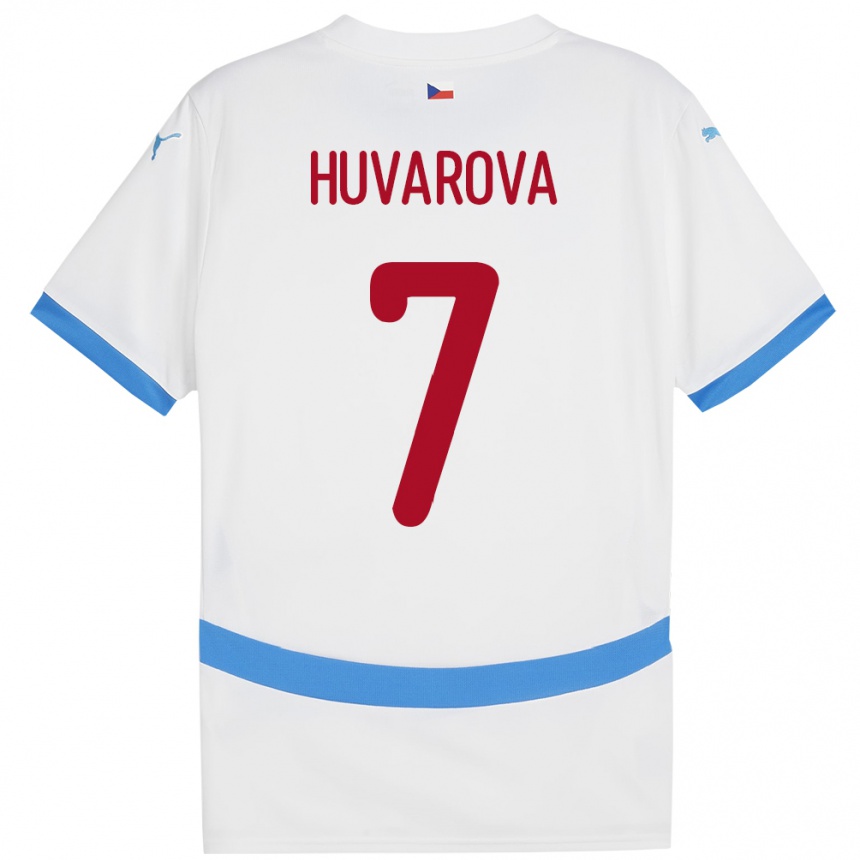 ילדים כדורגל צ'כיה Dominika Huvarová #7 לבן הרחק ג'רזי 24-26