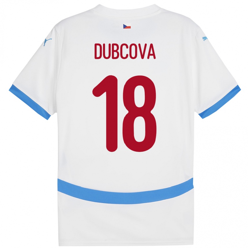 ילדים כדורגל צ'כיה Kamila Dubcová #18 לבן הרחק ג'רזי 24-26