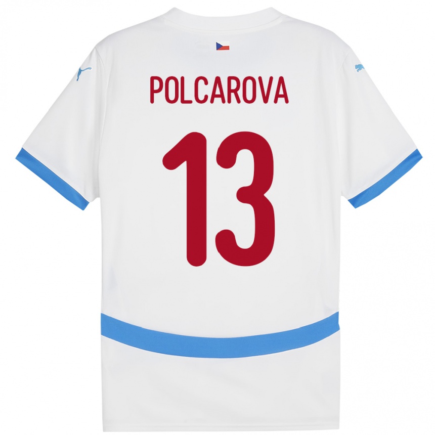 ילדים כדורגל צ'כיה Barbora Polcarová #13 לבן הרחק ג'רזי 24-26
