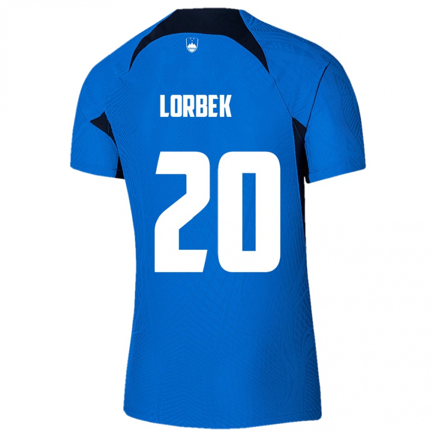 ילדים כדורגל סלובניה Anej Lorbek #20 כְּחוֹל הרחק ג'רזי 24-26