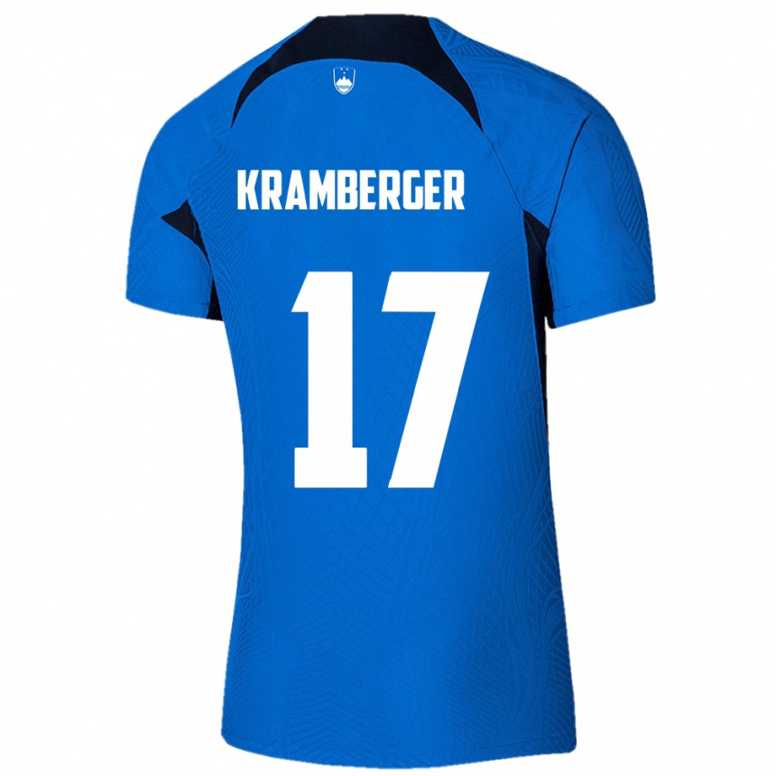ילדים כדורגל סלובניה Enej Kramberger #17 כְּחוֹל הרחק ג'רזי 24-26
