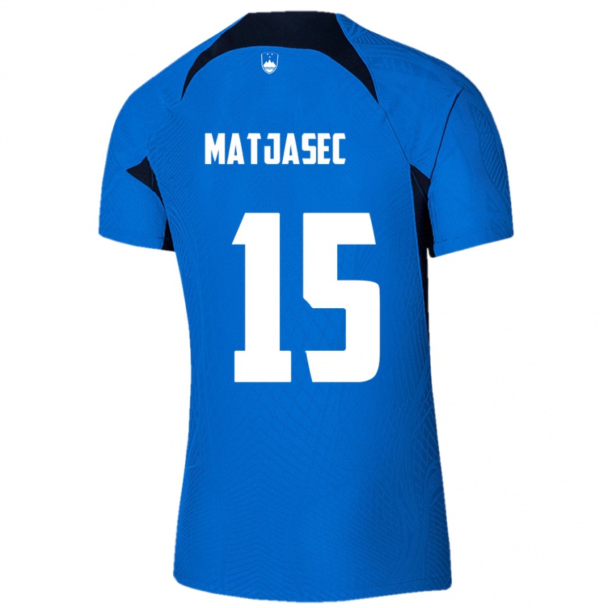 ילדים כדורגל סלובניה Miha Matjasec #15 כְּחוֹל הרחק ג'רזי 24-26