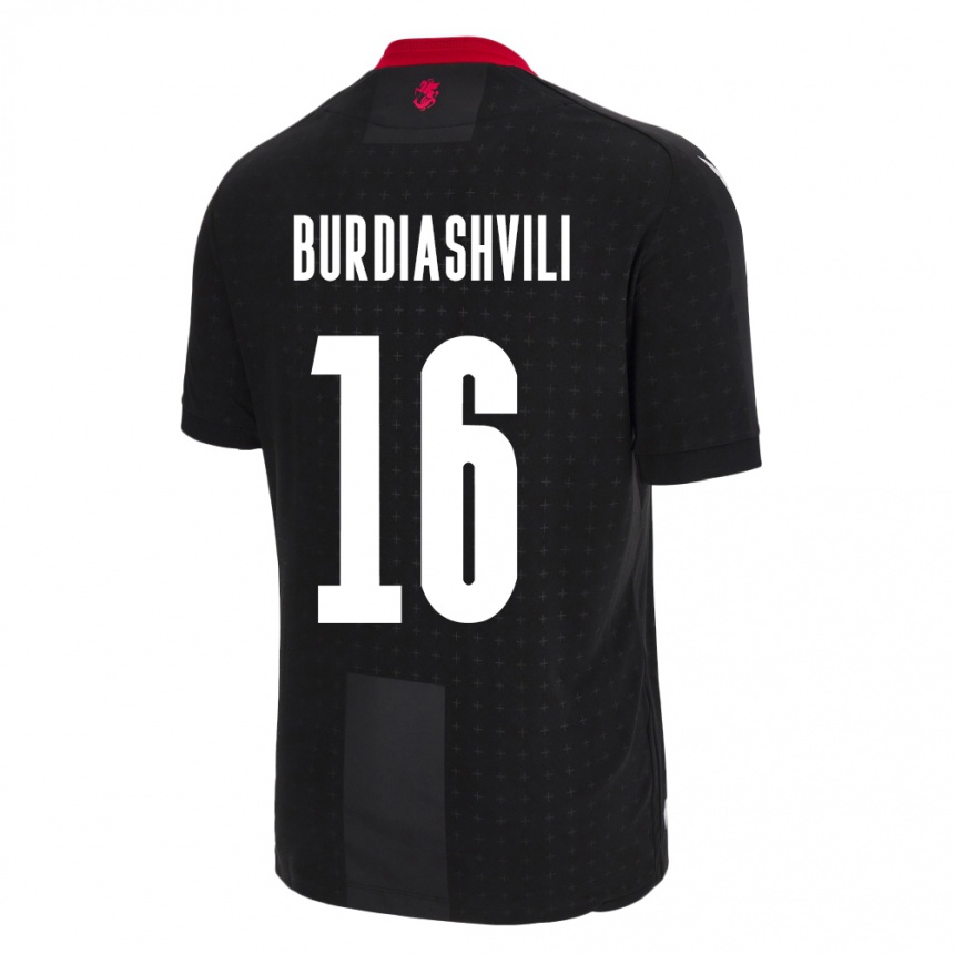ילדים כדורגל גאורגיה Beka Burdiashvili #16 שָׁחוֹר הרחק ג'רזי 24-26