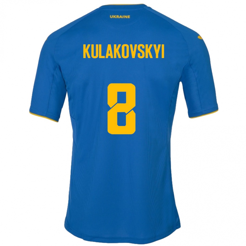 ילדים כדורגל אוקראינה Artem Kulakovskyi #8 כְּחוֹל הרחק ג'רזי 24-26