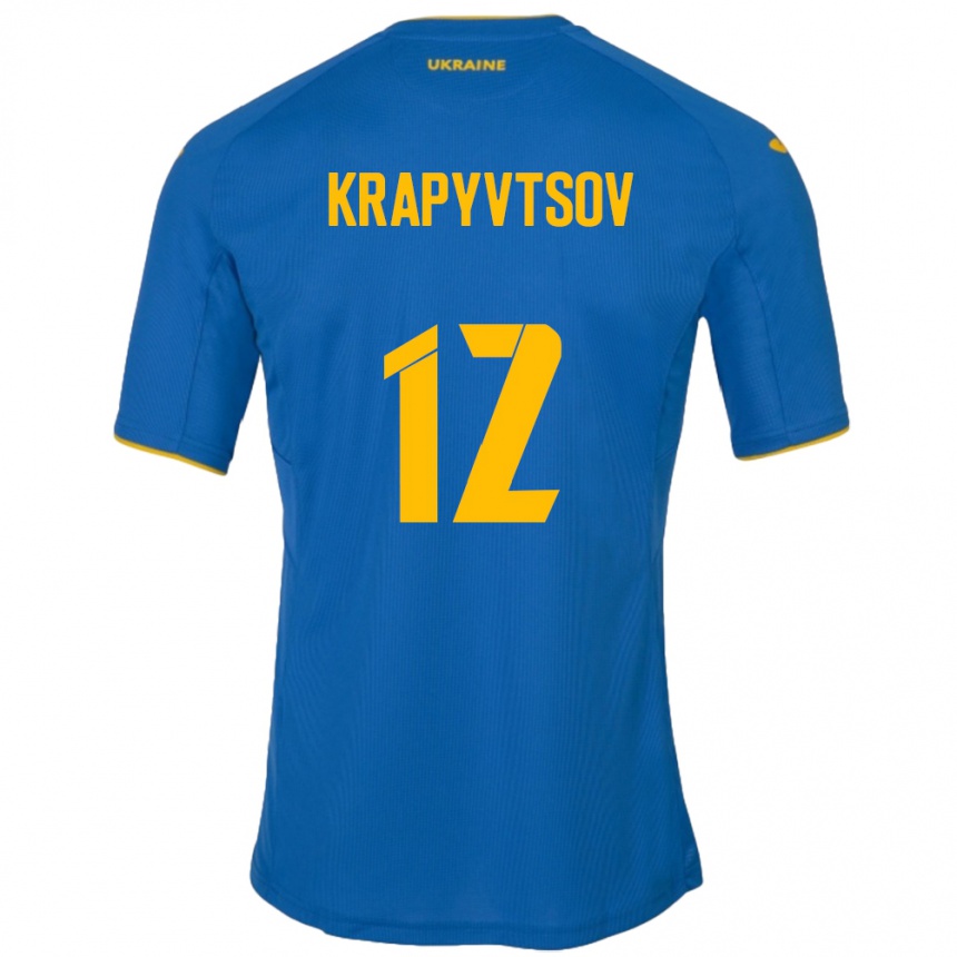 ילדים כדורגל אוקראינה Vladyslav Krapyvtsov #12 כְּחוֹל הרחק ג'רזי 24-26