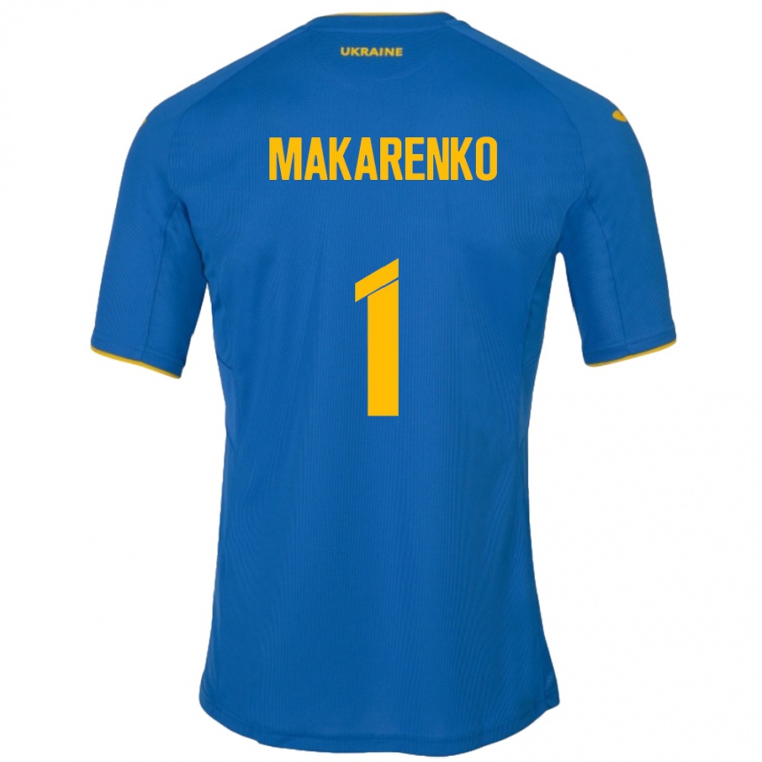 ילדים כדורגל אוקראינה Nazar Makarenko #1 כְּחוֹל הרחק ג'רזי 24-26