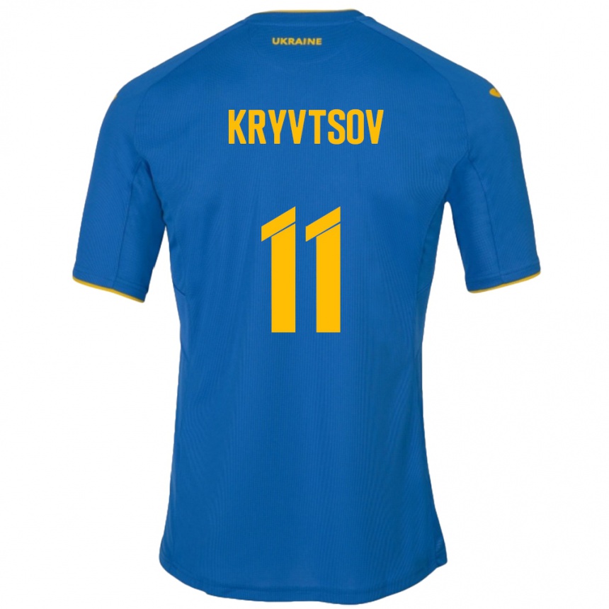ילדים כדורגל אוקראינה Nikita Kryvtsov #11 כְּחוֹל הרחק ג'רזי 24-26