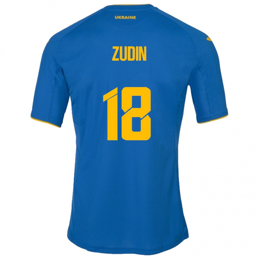 ילדים כדורגל אוקראינה Dmytro Zudin #18 כְּחוֹל הרחק ג'רזי 24-26
