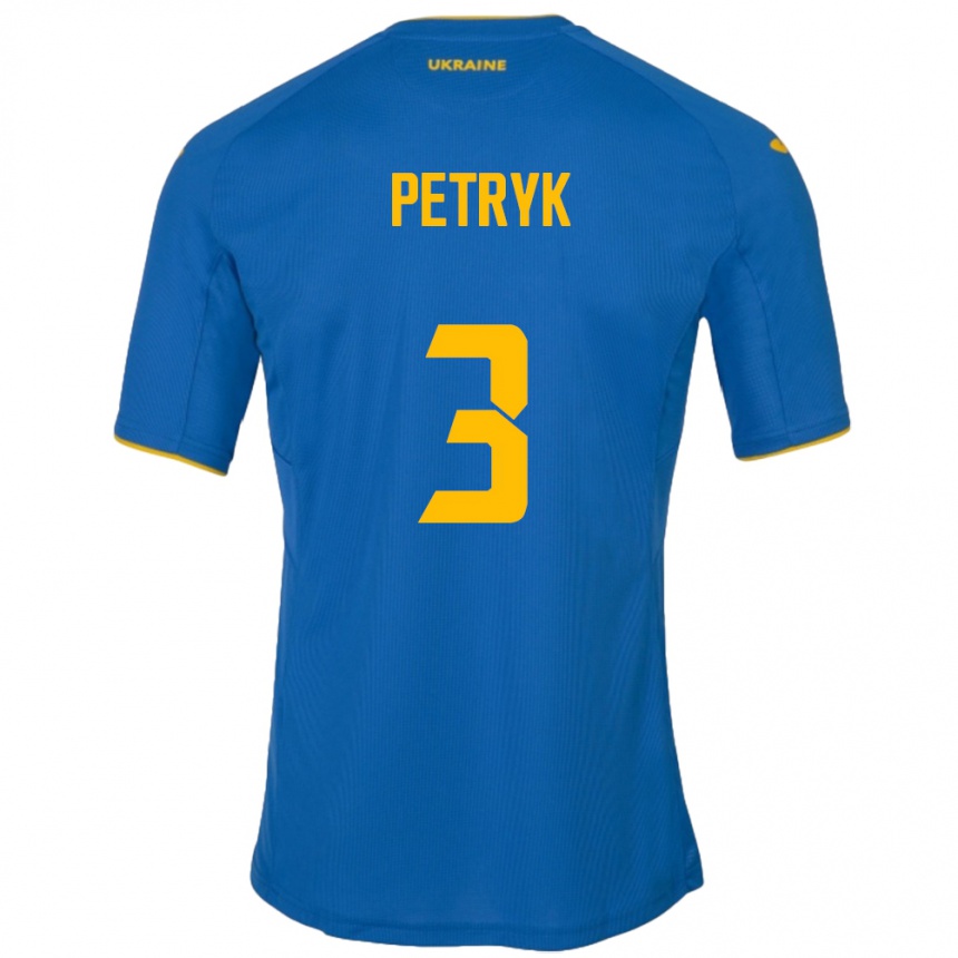 ילדים כדורגל אוקראינה Anna Petryk #3 כְּחוֹל הרחק ג'רזי 24-26