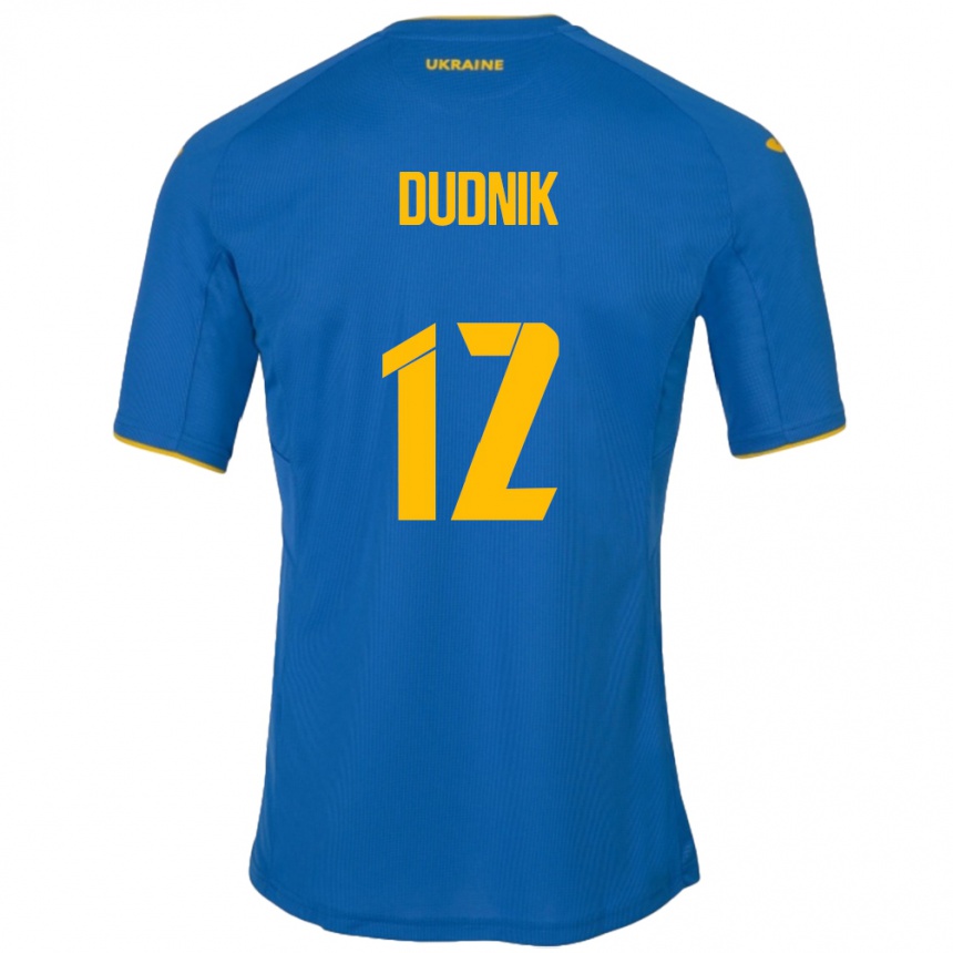 ילדים כדורגל אוקראינה Marina Dudnik #12 כְּחוֹל הרחק ג'רזי 24-26