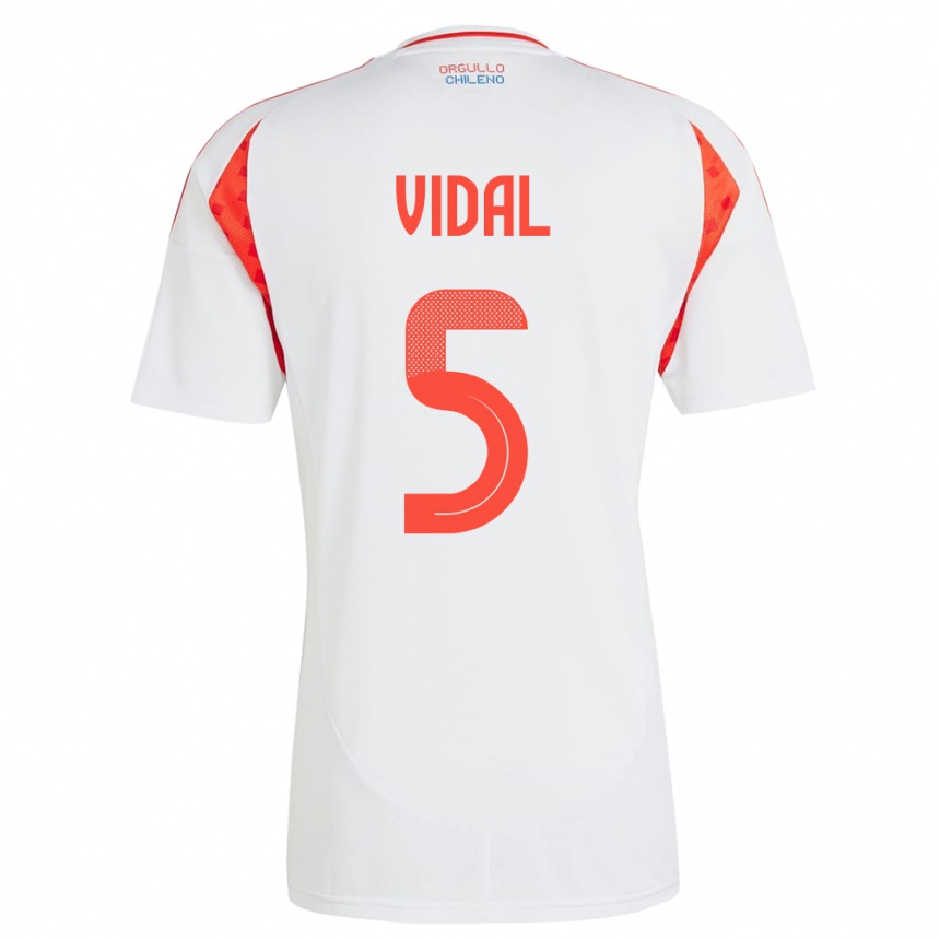 ילדים כדורגל צ'ילה Valentín Vidal #5 לבן הרחק ג'רזי 24-26