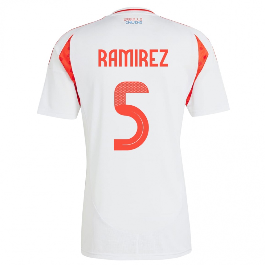 ילדים כדורגל צ'ילה Fernanda Ramírez #5 לבן הרחק ג'רזי 24-26