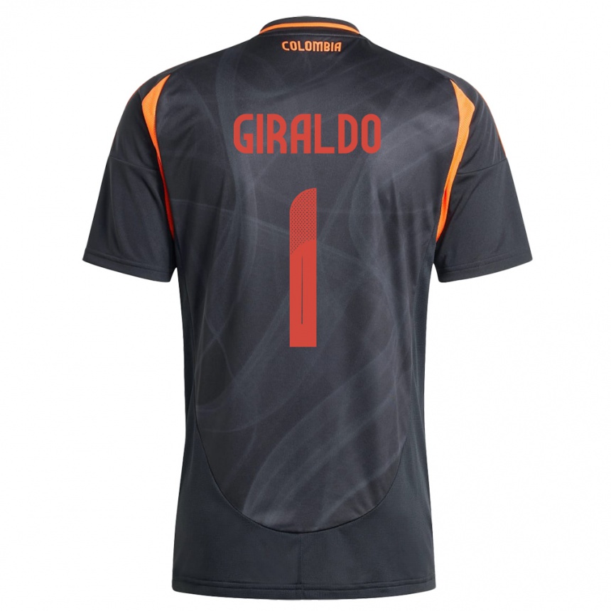 ילדים כדורגל קולומביה Natalia Giraldo #1 שָׁחוֹר הרחק ג'רזי 24-26