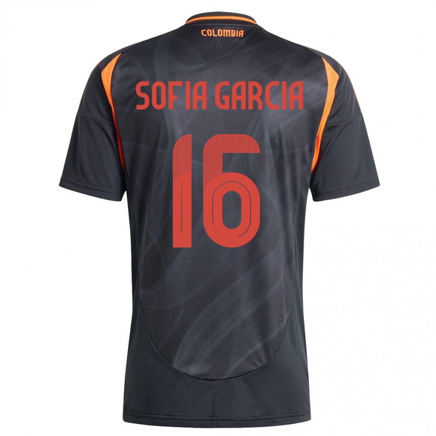 ילדים כדורגל קולומביה Sofía García #16 שָׁחוֹר הרחק ג'רזי 24-26