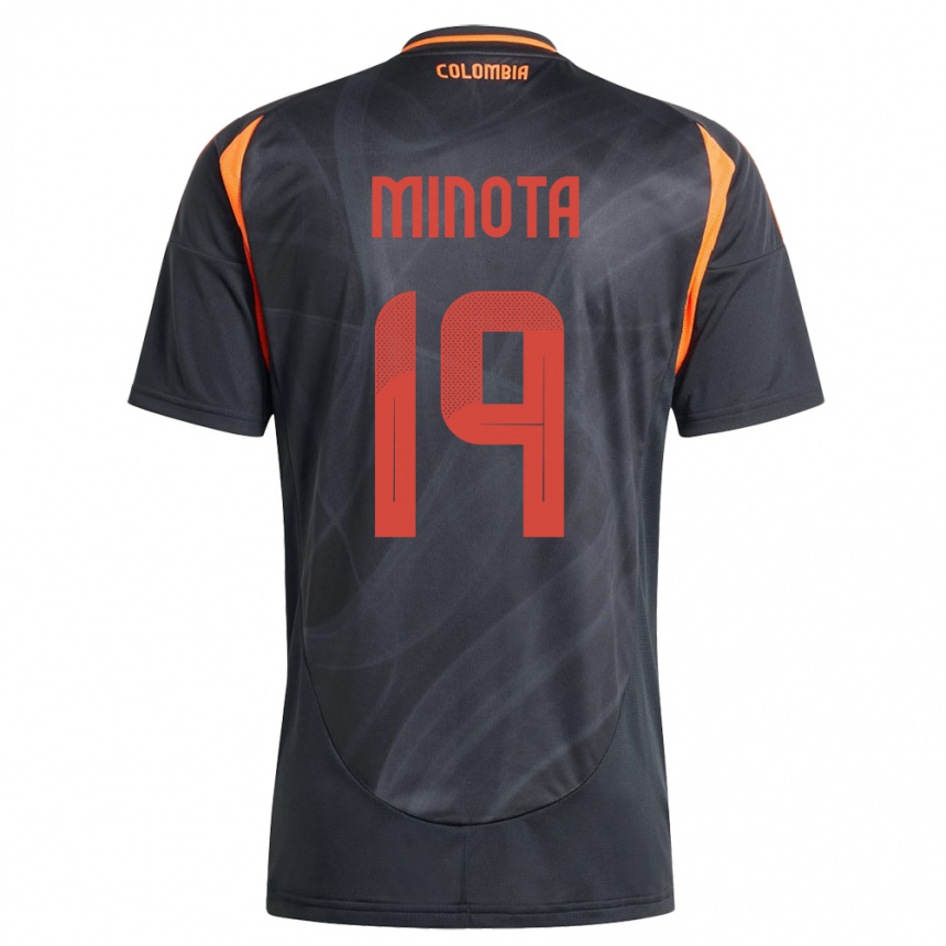 ילדים כדורגל קולומביה Yirleidis Minota #19 שָׁחוֹר הרחק ג'רזי 24-26