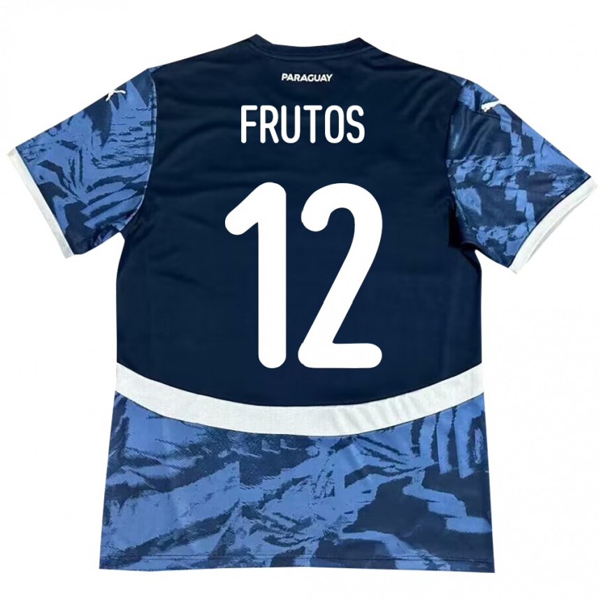 ילדים כדורגל פרגוואי Rodrigo Frutos #12 כְּחוֹל הרחק ג'רזי 24-26