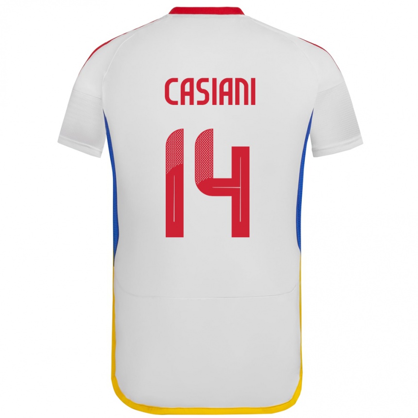 ילדים כדורגל ונצואלה Luis Casiani #14 לבן הרחק ג'רזי 24-26