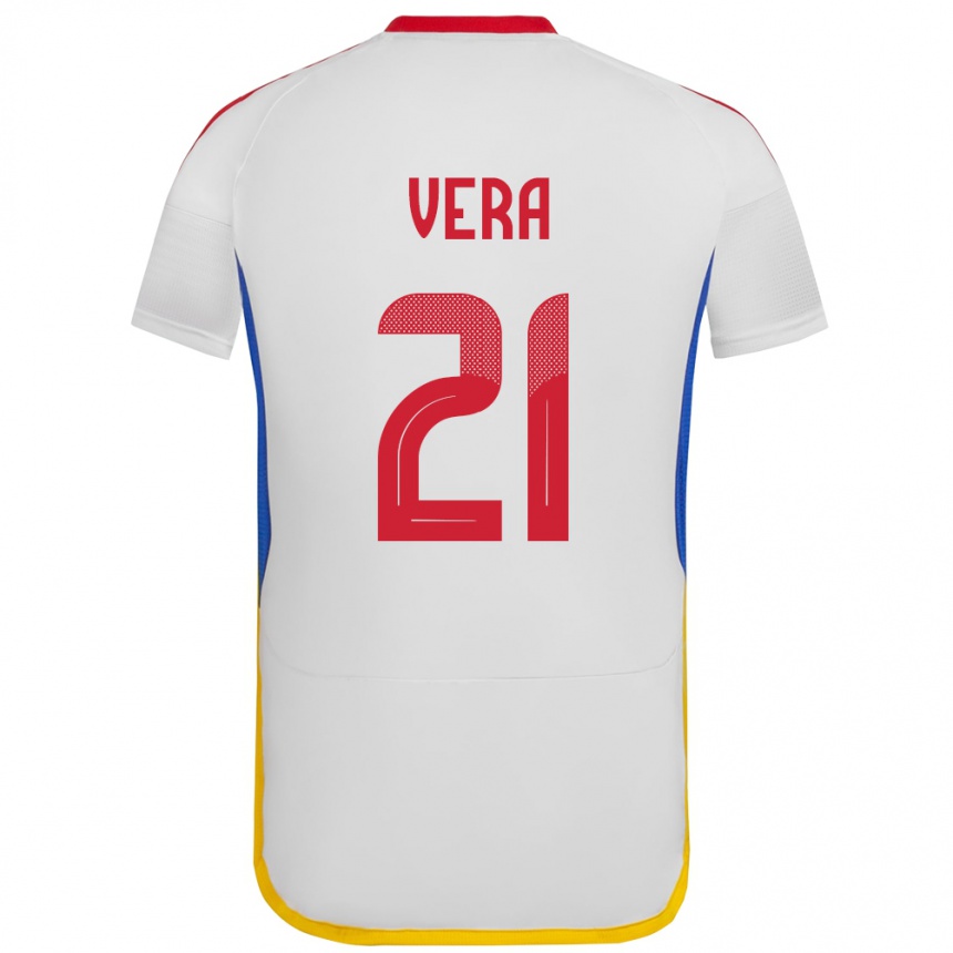 ילדים כדורגל ונצואלה Andry Vera #21 לבן הרחק ג'רזי 24-26