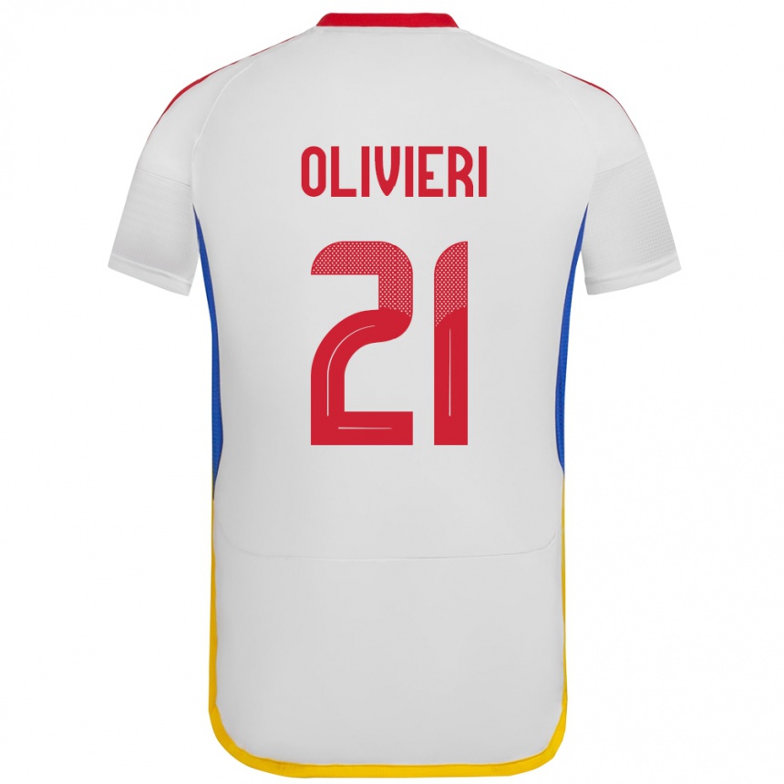 ילדים כדורגל ונצואלה Bárbara Olivieri #21 לבן הרחק ג'רזי 24-26