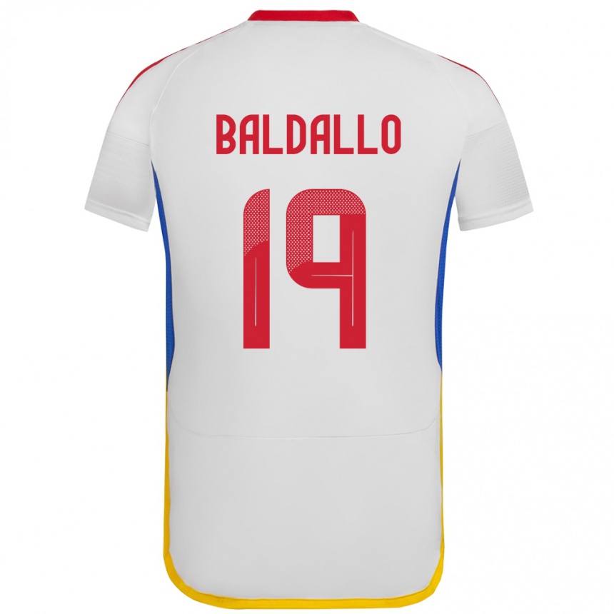 ילדים כדורגל ונצואלה Micheel Baldallo #19 לבן הרחק ג'רזי 24-26