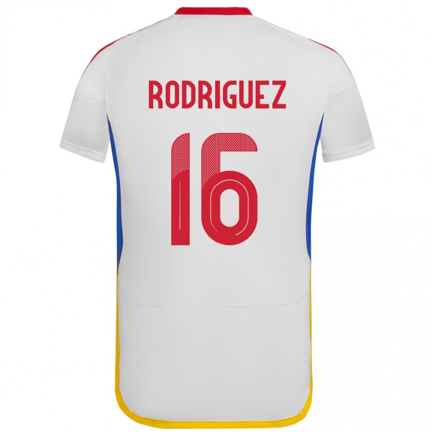 ילדים כדורגל ונצואלה Arianna Rodríguez #16 לבן הרחק ג'רזי 24-26
