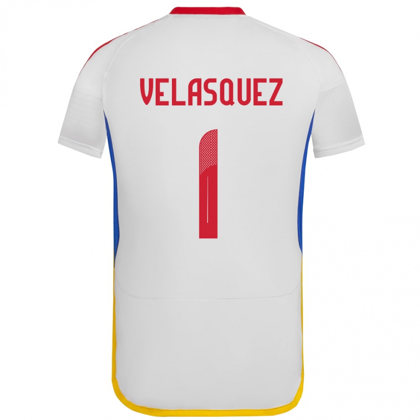ילדים כדורגל ונצואלה Yessica Velásquez #1 לבן הרחק ג'רזי 24-26