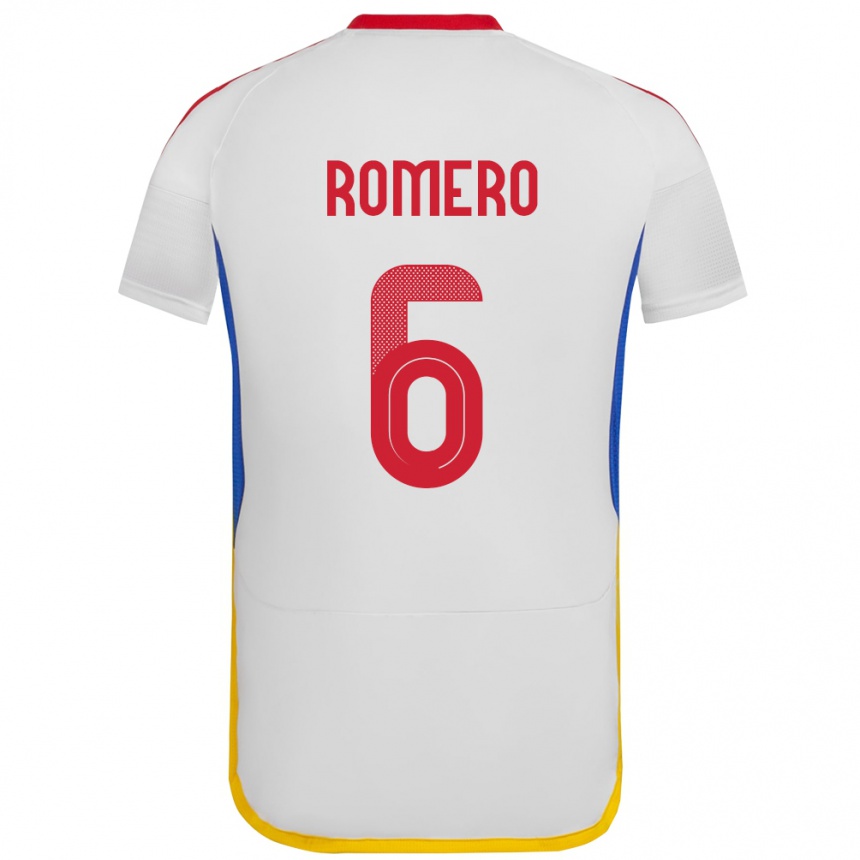 ילדים כדורגל ונצואלה Michelle Romero #6 לבן הרחק ג'רזי 24-26