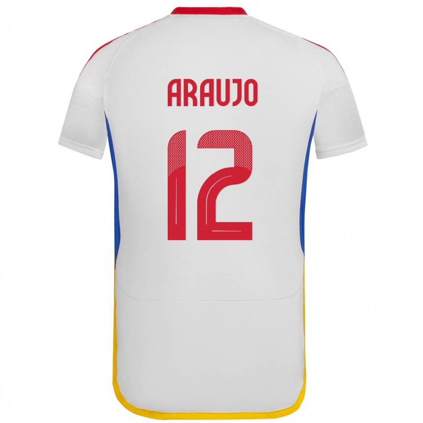 ילדים כדורגל ונצואלה Sabrina Araujo #12 לבן הרחק ג'רזי 24-26