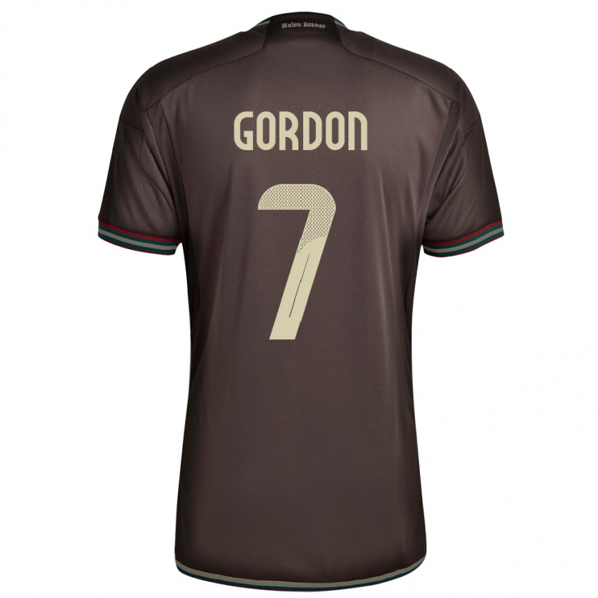 ילדים כדורגל ג'מייקה Robino Gordon #7 חום לילה הרחק ג'רזי 24-26