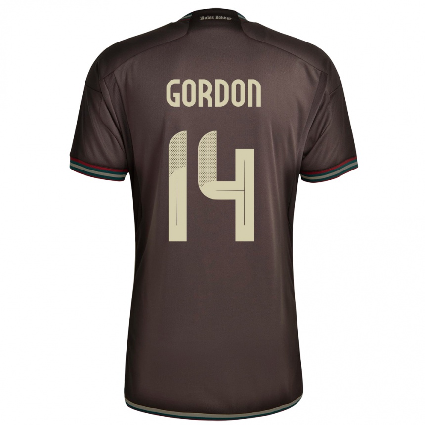ילדים כדורגל ג'מייקה Ashton Gordon #14 חום לילה הרחק ג'רזי 24-26