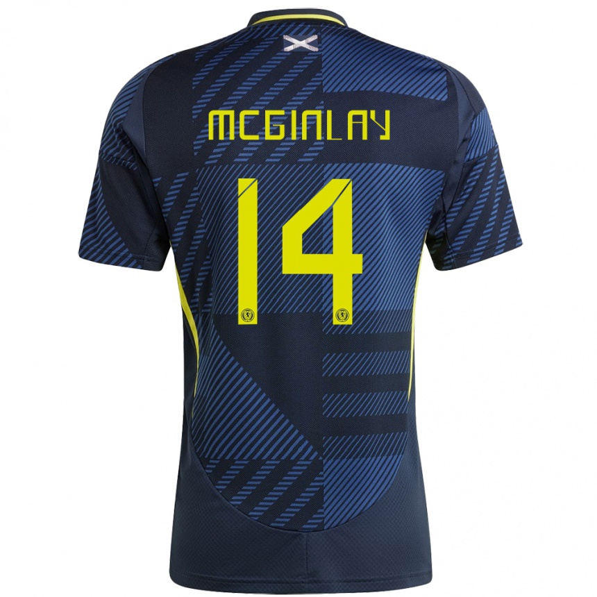 גברים כדורגל סקוטלנד Aiden Mcginlay #14 כחול כהה ג'רזי ביתית 24-26