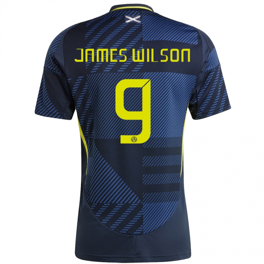 גברים כדורגל סקוטלנד James Wilson #9 כחול כהה ג'רזי ביתית 24-26