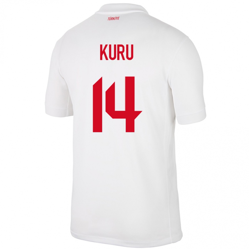 גברים כדורגל טורקיה Büşra Kuru #14 לבן ג'רזי ביתית 24-26