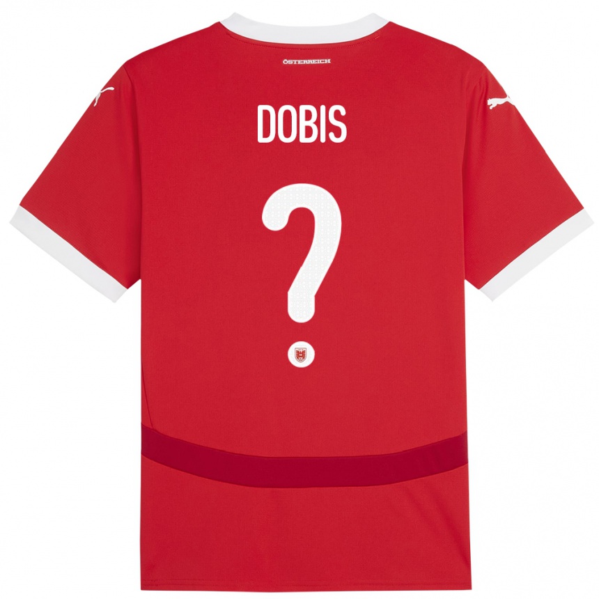 גברים כדורגל אוסטריה Dominik Dobis #0 אָדוֹם ג'רזי ביתית 24-26