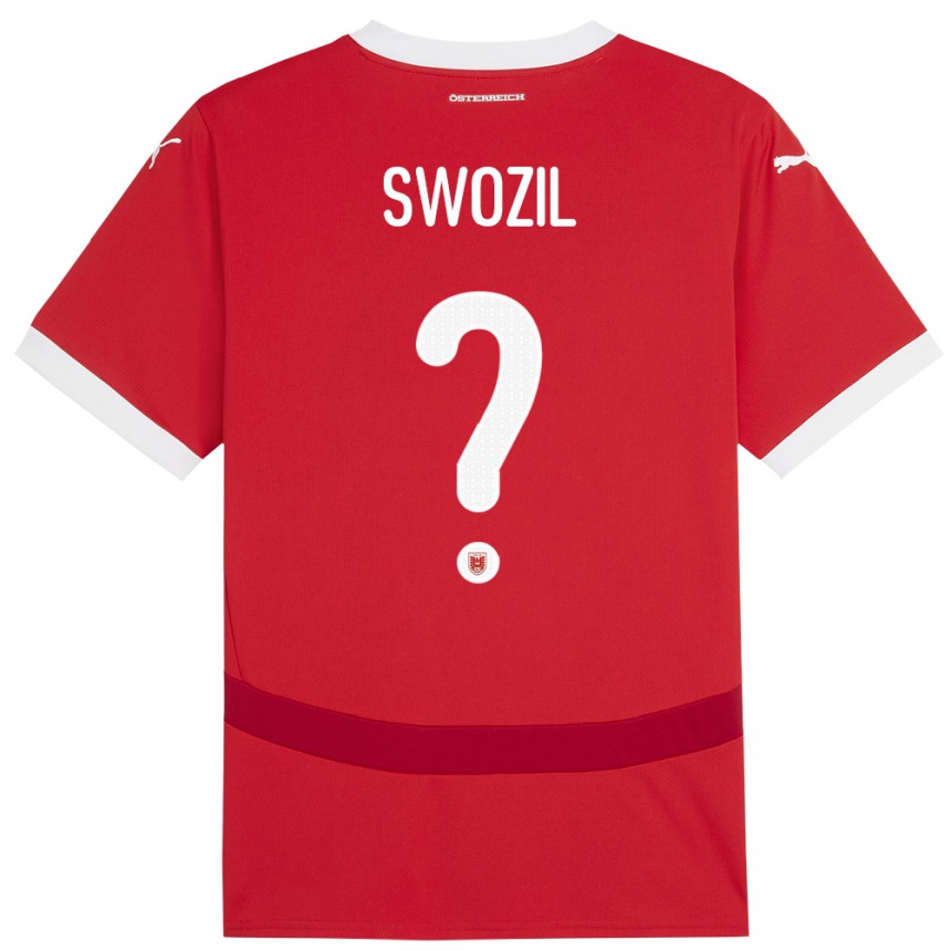 גברים כדורגל אוסטריה Bernhard Swozil #0 אָדוֹם ג'רזי ביתית 24-26