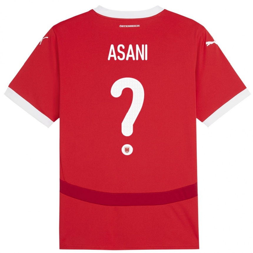 גברים כדורגל אוסטריה Amir Asani #0 אָדוֹם ג'רזי ביתית 24-26