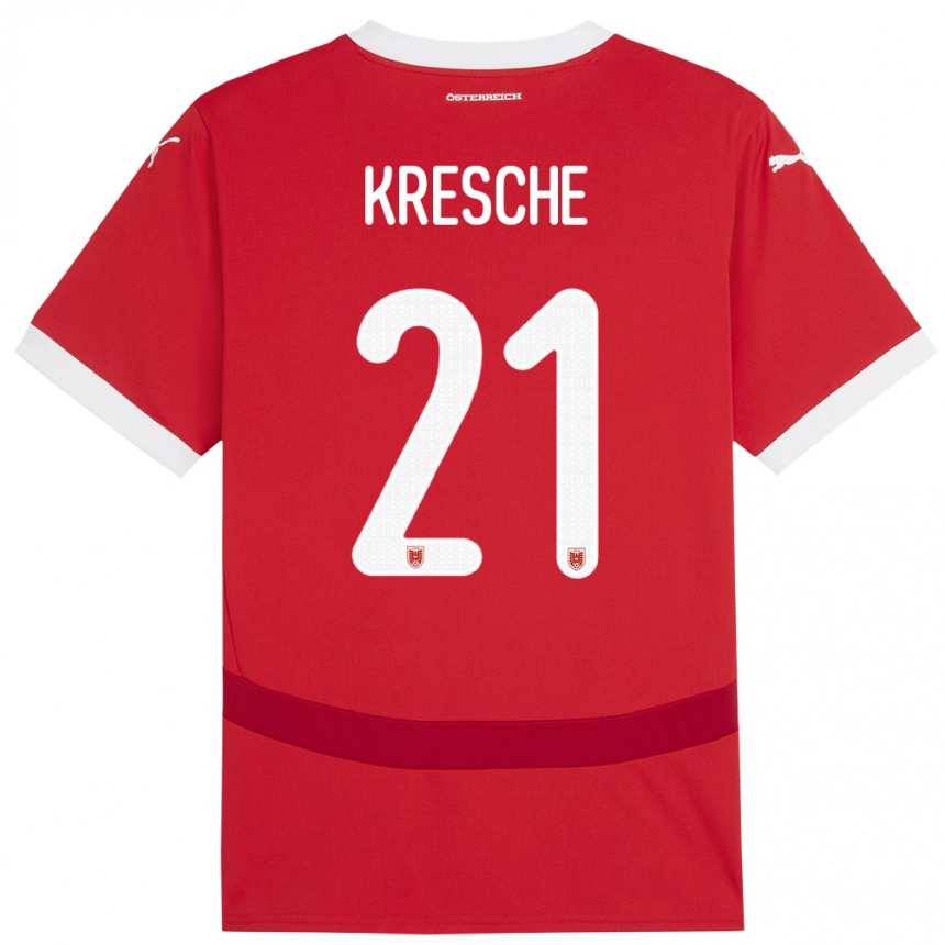 גברים כדורגל אוסטריה Isabella Kresche #21 אָדוֹם ג'רזי ביתית 24-26