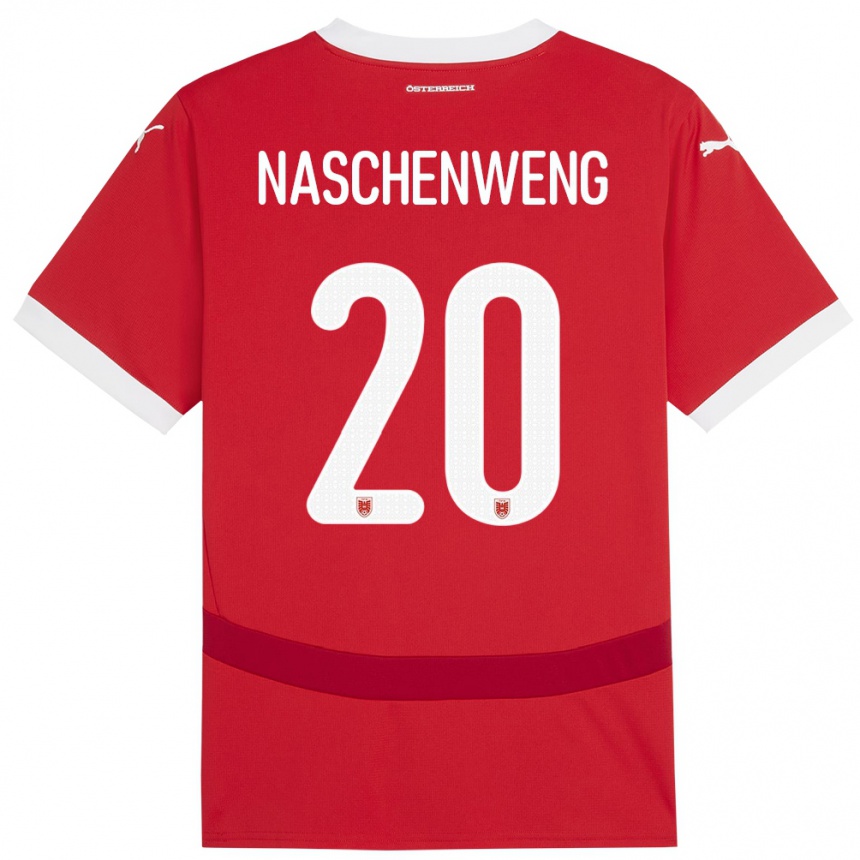 גברים כדורגל אוסטריה Katharina Naschenweng #20 אָדוֹם ג'רזי ביתית 24-26