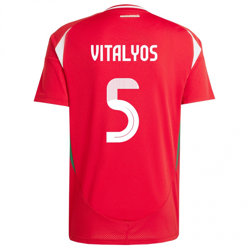 גברים כדורגל הונגריה Viktor Vitályos #5 אָדוֹם ג'רזי ביתית 24-26