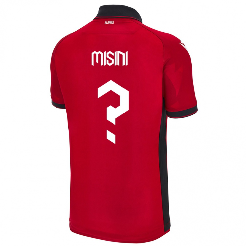 גברים כדורגל אלבניה Eltion Misini #0 אָדוֹם ג'רזי ביתית 24-26