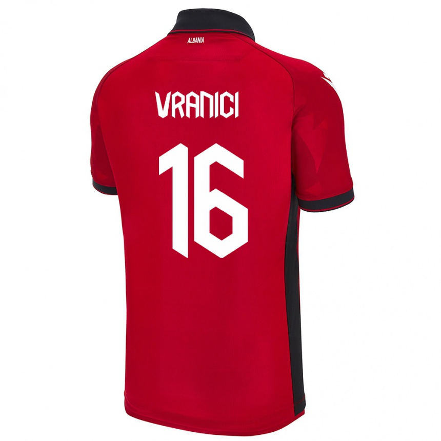גברים כדורגל אלבניה Dean Vranici #16 אָדוֹם ג'רזי ביתית 24-26