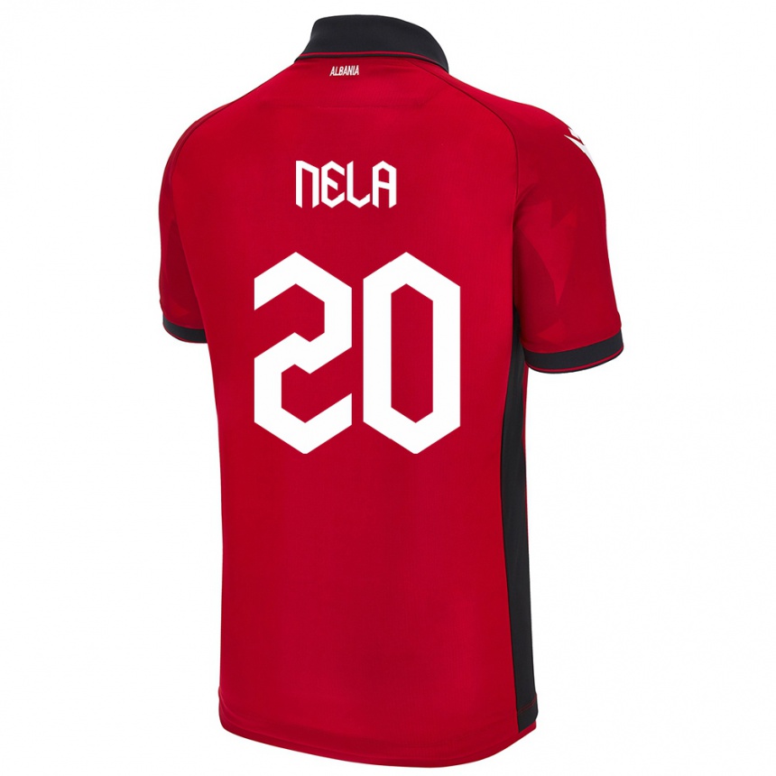 גברים כדורגל אלבניה Rinaldo Nela #20 אָדוֹם ג'רזי ביתית 24-26