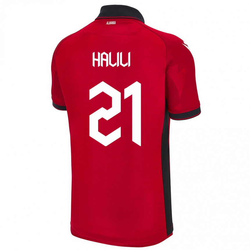 גברים כדורגל אלבניה Renato Halili #21 אָדוֹם ג'רזי ביתית 24-26