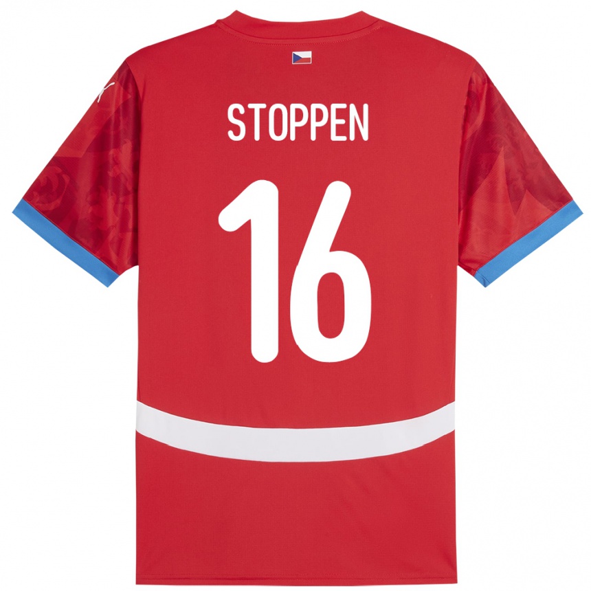 גברים כדורגל צ'כיה Tadeas Stoppen #16 אָדוֹם ג'רזי ביתית 24-26